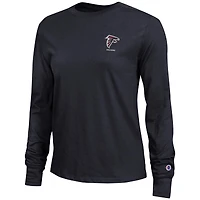 T-shirt à manches longues noir pour femme, championne des Falcons d'Atlanta