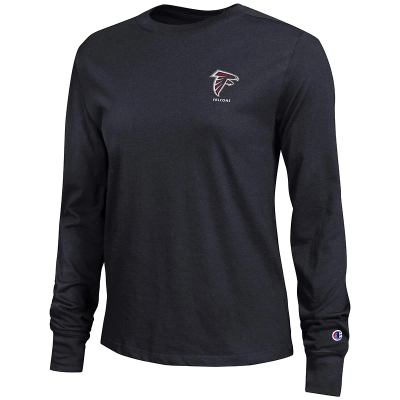 T-shirt à manches longues noir Atlanta Falcons Core pour femme, championne