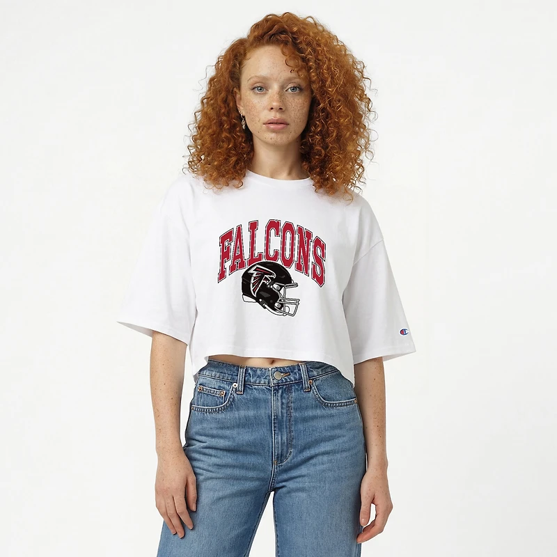 T-shirt court boyfriend blanc Champion Atlanta Falcons pour femme