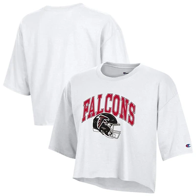Women's Champion  White Atlanta Falcons Boyfriend Cropped T-Shirt