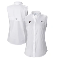 Chemise boutonnée sans manches Columbia Atlanta Falcons PFG Tamiami Omni-Shade pour femme, blanche