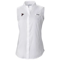 Chemise boutonnée sans manches Columbia Atlanta Falcons PFG Tamiami Omni-Shade pour femme, blanche