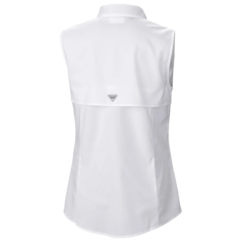 Chemise boutonnée sans manches Columbia Atlanta Falcons PFG Tamiami Omni-Shade pour femme, blanche
