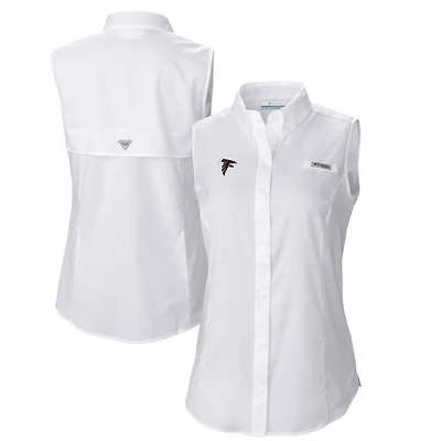 Chemise boutonnée sans manches Columbia Atlanta Falcons PFG Tamiami Omni-Shade pour femme, blanche