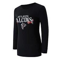Women's Concepts Sport Black Atlanta Falcons Chesnut Long Sleeve T-Shirt and Pant Sleep Set