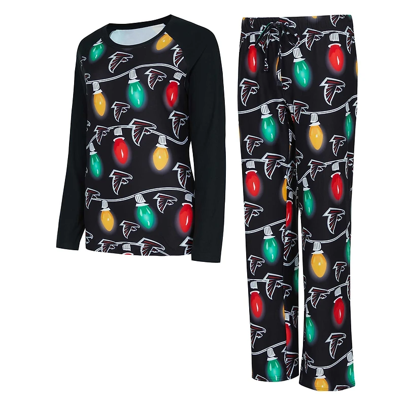 Ensemble haut à manches longues et pantalon en tricot raglan Garland pour femme Concepts Sport Black Atlanta Falcons