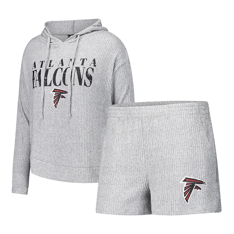 Ensemble sweat à capuche et short manches longues gris Atlanta Falcons Juniper pour femme