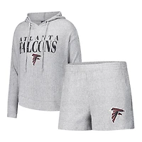 Ensemble sweat à capuche et short manches longues gris Atlanta Falcons Juniper pour femme
