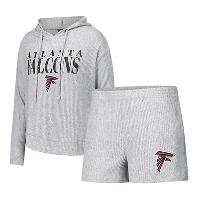 Ensemble sweat à capuche et short manches longues gris Atlanta Falcons Juniper pour femme