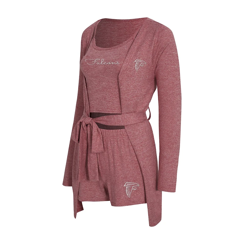 Ensemble débardeur, short et peignoir Rigor pour femme Concepts Sport rouge chiné des Falcons d'Atlanta