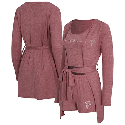 Ensemble débardeur, short et peignoir Rigor pour femme Concepts Sport rouge chiné des Falcons d'Atlanta