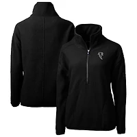 Veste en polaire demi-zippée à logo rétro Cascade Eco Sherpa pour femme, noire, Cutter & Buck, des Falcons d'Atlanta