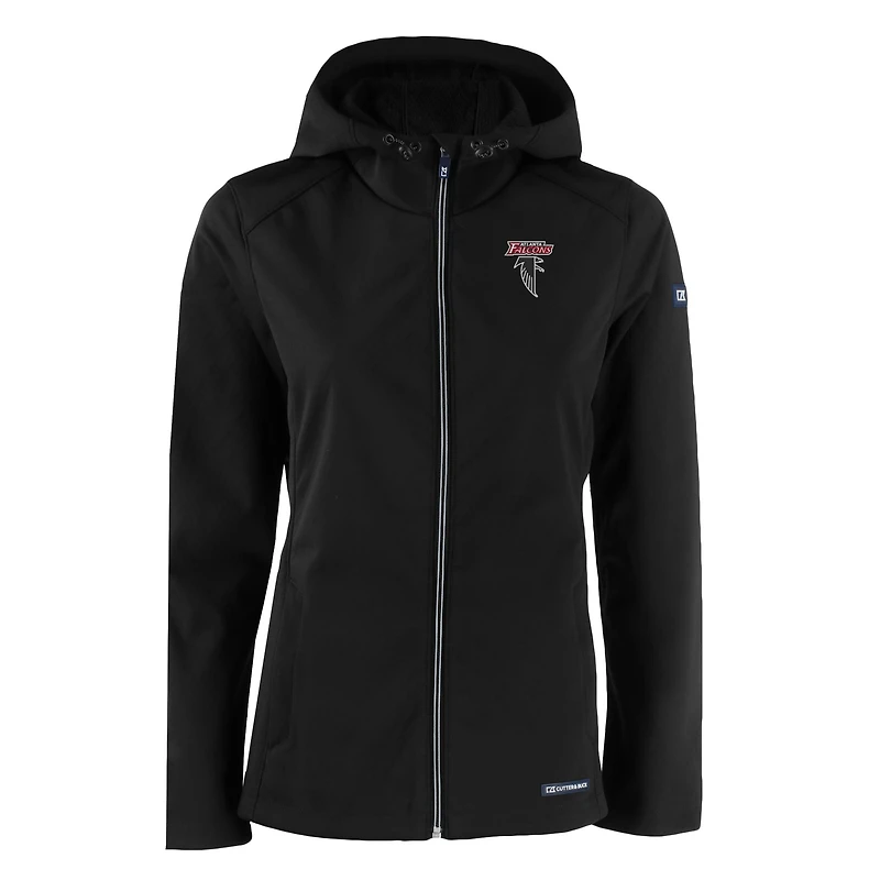 Women's Cutter & Buck Black Atlanta Falcons Throwback Logo Evoke Eco Softshell Recycled Full-Zip Hoodie