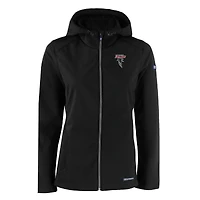 Women's Cutter & Buck Black Atlanta Falcons Throwback Logo Evoke Eco Softshell Recycled Full-Zip Hoodie