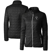 Doudoune Rainier PrimaLoft Eco entièrement zippée pour femme, noire, avec logo rétro des Falcons d'Atlanta, Cutter & Buck