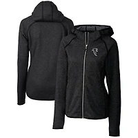 Veste zippée intégrale pour femme Cutter & Buck Heather Anthracite Atlanta Falcons Throwback Logo Mainsail