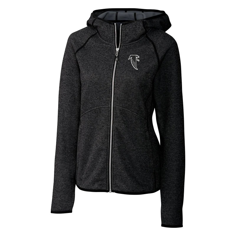 Veste zippée intégrale pour femme Cutter & Buck Heather Anthracite Atlanta Falcons Throwback Logo Mainsail