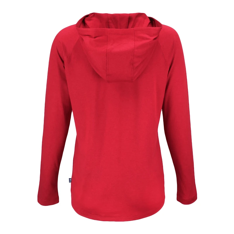 Women's Cutter & Buck Red Atlanta Falcons Americana Coastline Epic Comfort Eco Recycled Raglan Pullover Hoodie