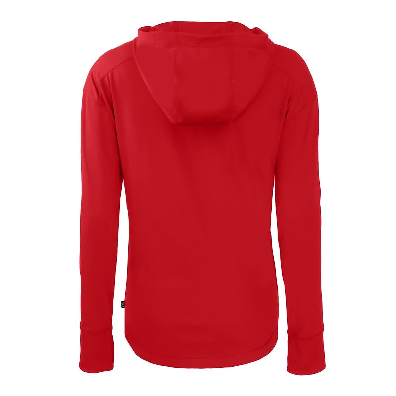 Sweat à capuche demi-zip écologique recyclé pour femme Cutter & Buck Red Atlanta Falcons Throwback Daybreak