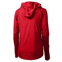 Sweat à capuche hybride recyclé entièrement zippé en tricot écologique Adapt pour femme, rouge, avec logo rétro des Falcons d'Atlanta, Cutter & Buck