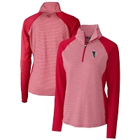 Pull-over extensible demi-zippé à rayures ton sur avec logo rétro des Falcons d'Atlanta pour femme Cutter & Buck Red
