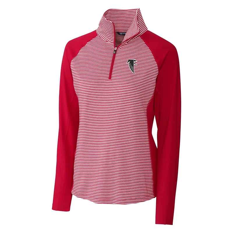 Pull-over extensible demi-zippé à rayures ton sur avec logo rétro des Falcons d'Atlanta pour femme Cutter & Buck Red