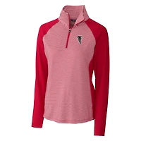 Pull-over extensible demi-zippé à rayures ton sur avec logo rétro des Falcons d'Atlanta pour femme Cutter & Buck Red