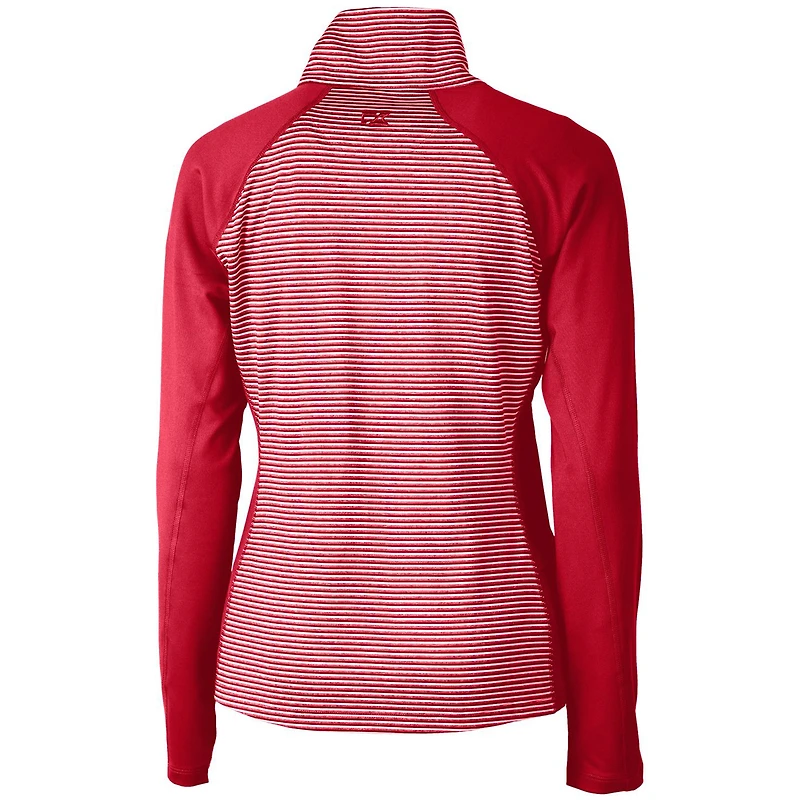 Pull-over extensible demi-zippé à rayures ton sur avec logo rétro des Falcons d'Atlanta pour femme Cutter & Buck Red