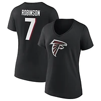 T-shirt noir à col en V avec nom et numéro d'icône des Falcons d'Atlanta Fanatics Bijan Robinson pour femmes