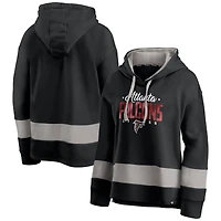 Women's Fanatics Black/Gray Atlanta Falcons Huddle Up Fundamental Fleece Color Block Pullover Hoodie