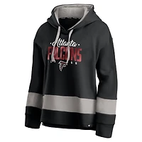 Women's Fanatics Black/Gray Atlanta Falcons Huddle Up Fundamental Fleece Color Block Pullover Hoodie