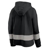 Women's Fanatics Black/Gray Atlanta Falcons Huddle Up Fundamental Fleece Color Block Pullover Hoodie
