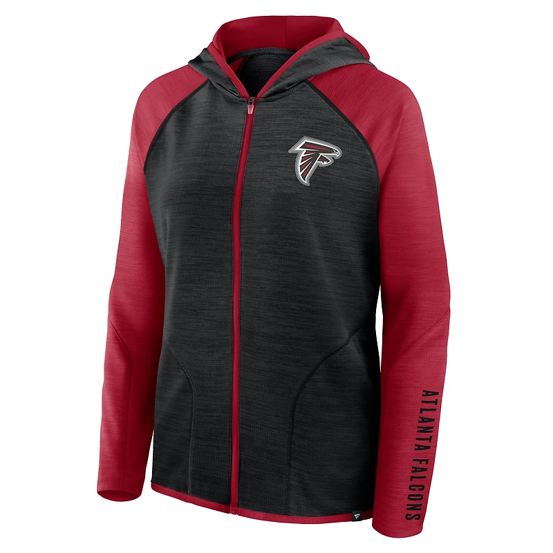 Women's Fanatics Black/Red Atlanta Falcons Redzone End Around Pass Raglan Full-Zip Hoodie