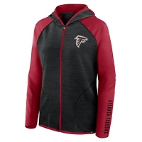 Women's Fanatics Black/Red Atlanta Falcons Redzone End Around Pass Raglan Full-Zip Hoodie
