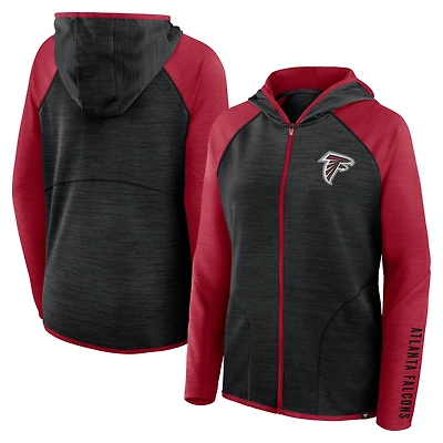 Sweat à capuche zippé entièrement noir/rouge Atlanta Falcons Redzone End Around Pass pour femme