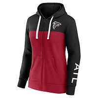Fanatics pour femmes, noir/rouge, Atlanta Falcons Take The Field, sweat à capuche entièrement zippé avec blocs de couleurs