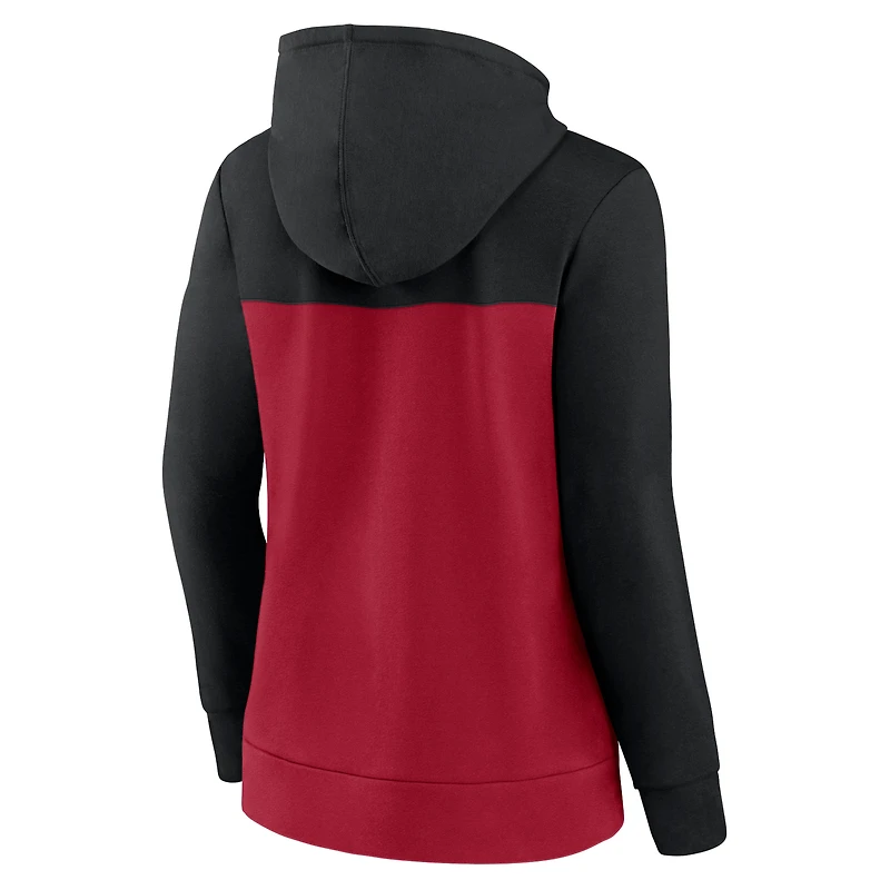 Women's Fanatics Black/Red Atlanta Falcons Take The Field Color Block Full-Zip Hoodie