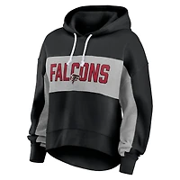 Sweat à capuche court léger et modeste pour femmes Fanatics Black Atlanta Falcons Filled Stat Sheet