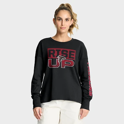 T-shirt à manches longues Fanatics noir pour femme, héritage des Falcons d'Atlanta