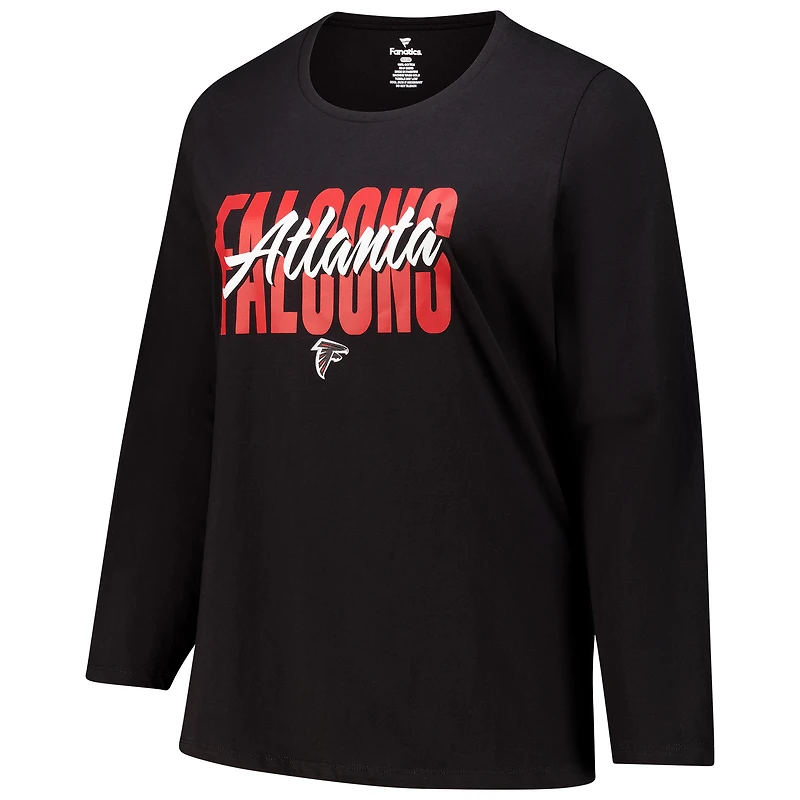 T-shirt à manches longues et col rond Fanatics pour femme, noir, Atlanta Falcons