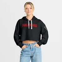 Sweat à capuche court surdimensionné noir Atlanta Falcons pour femme Fanatics