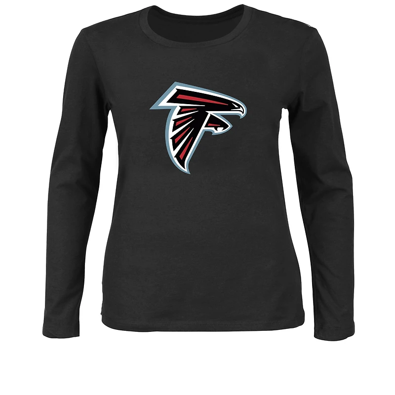 Women's Fanatics Black Atlanta Falcons Plus Primary Logo Long Sleeve T-Shirt