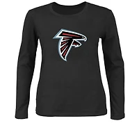 Women's Fanatics Black Atlanta Falcons Plus Primary Logo Long Sleeve T-Shirt