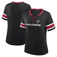 Women's Fanatics Black Atlanta Falcons Redzone Draw Play Athena Lace-Up T-Shirt