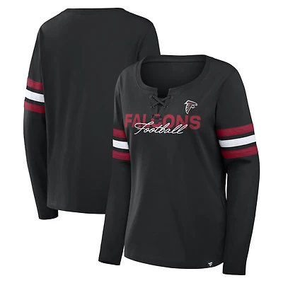 T-shirt à manches longues lacets Fanatics Black Atlanta Falcons pour femmes
