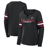 T-shirt à manches longues lacets Fanatics Black Atlanta Falcons pour femmes