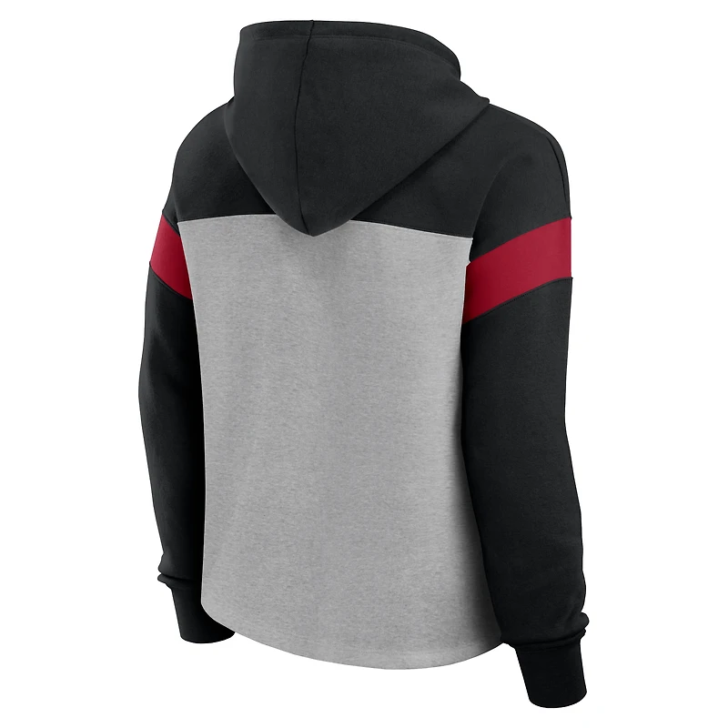 Sweat à capuche enfiler pour femme Fanatics Heather Grey/Black Atlanta Falcons Bold Play Call