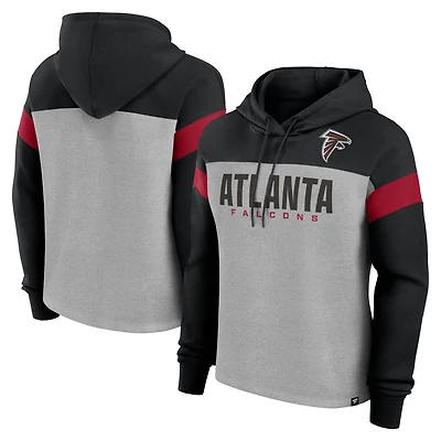 Sweat à capuche enfiler pour femme Fanatics Heather Grey/Black Atlanta Falcons Bold Play Call