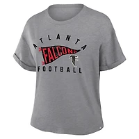 Women's Fanatics Heather Gray Atlanta Falcons Pennant Wave Tribute Tri-Blend Boxy T-Shirt