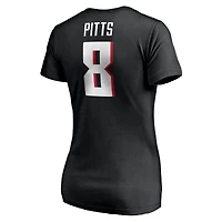 Women's Fanatics Kyle Pitts Black Atlanta Falcons Player Icon Name & Number V-Neck T-Shirt